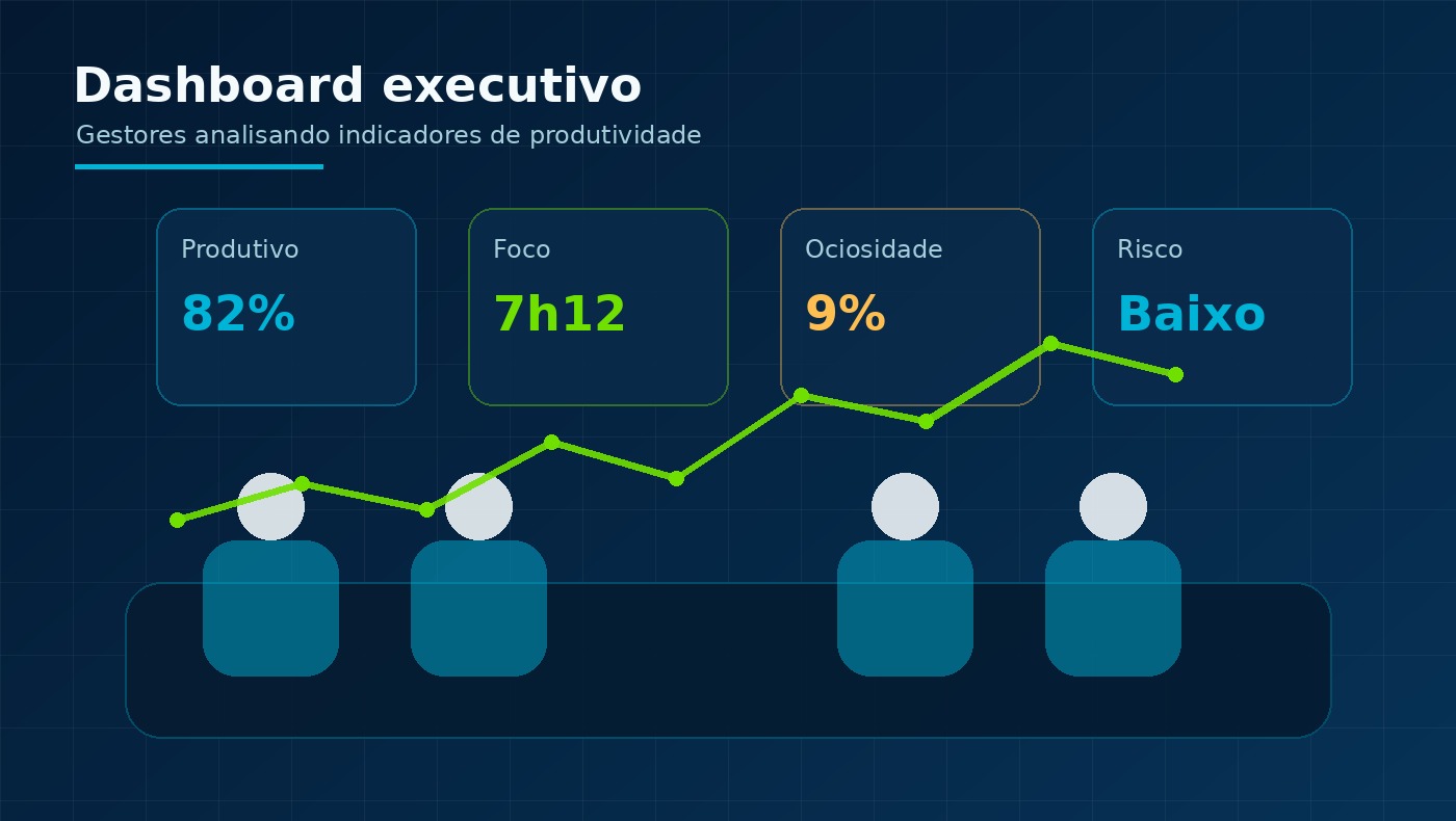 Gestores analisando indicadores de produtividade